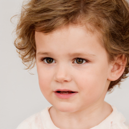 Neutral white child female with short  brown hair and brown eyes