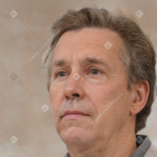 Neutral white middle-aged male with short  brown hair and brown eyes