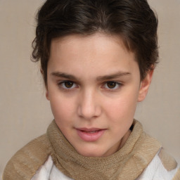 Neutral white child female with short  brown hair and brown eyes