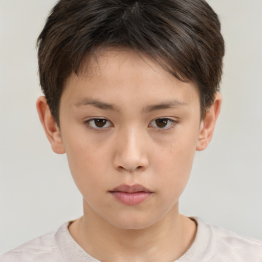 Neutral white child female with short  brown hair and brown eyes