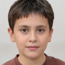 Neutral white child male with short  brown hair and brown eyes