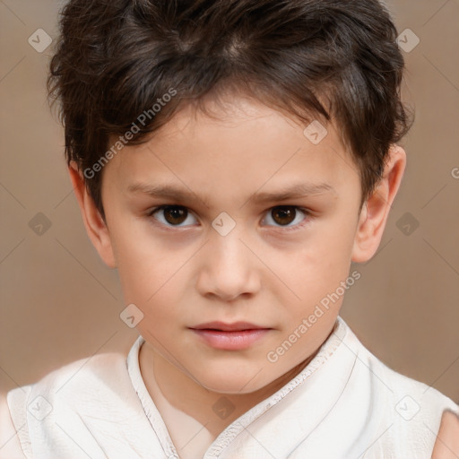 Neutral white child male with short  brown hair and brown eyes