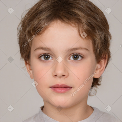 Neutral white child female with medium  brown hair and brown eyes