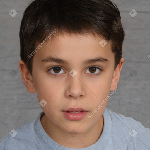 Neutral white child male with short  brown hair and brown eyes