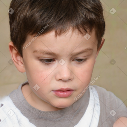 Neutral white child male with short  brown hair and brown eyes