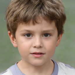 Neutral white child male with short  brown hair and brown eyes