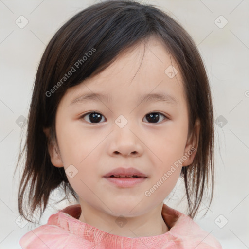 Neutral white child female with medium  brown hair and brown eyes