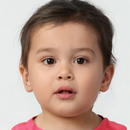 Neutral white child female with short  brown hair and brown eyes