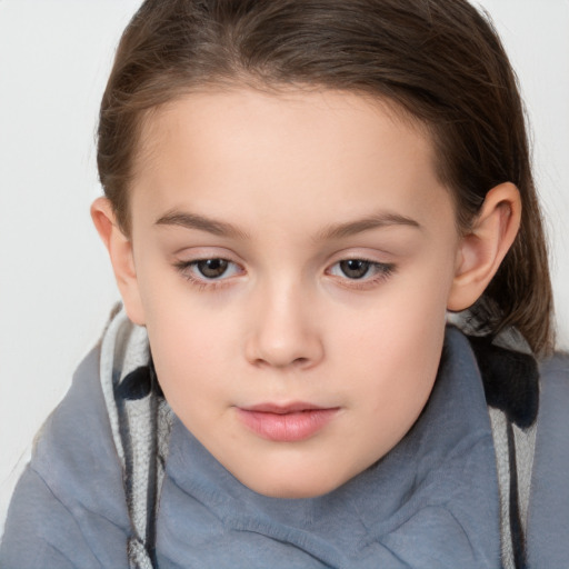 Neutral white child female with medium  brown hair and brown eyes