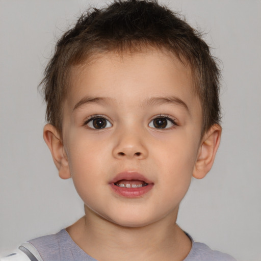 Neutral white child male with short  brown hair and brown eyes