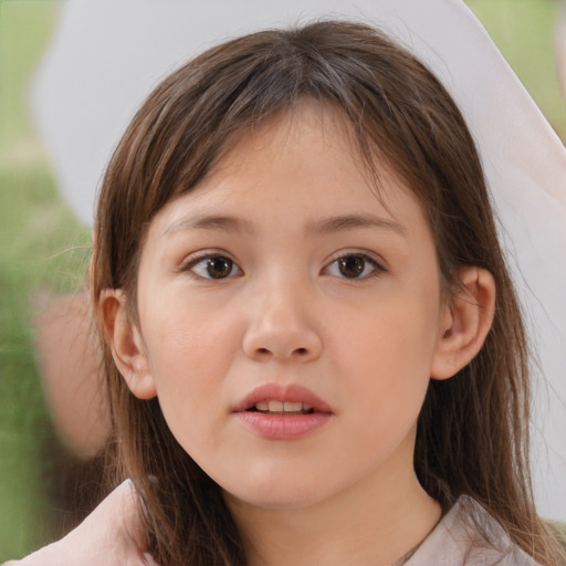 Neutral white child female with medium  brown hair and brown eyes