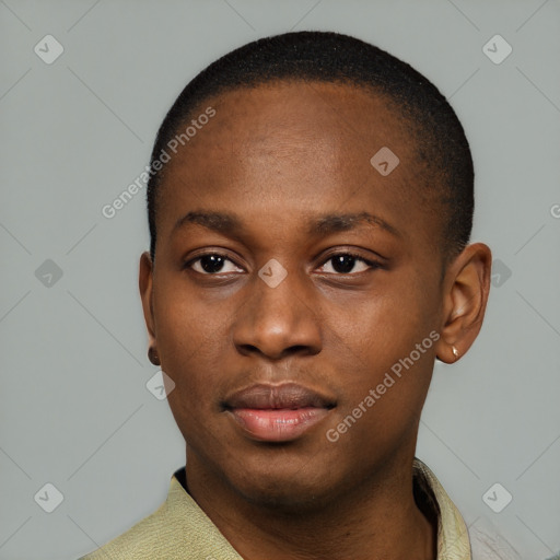 Neutral latino young-adult male with short  brown hair and brown eyes