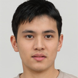 Neutral asian young-adult male with short  brown hair and brown eyes