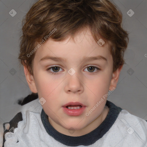 Neutral white child male with short  brown hair and brown eyes