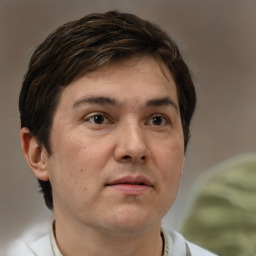 Neutral white adult male with short  brown hair and brown eyes