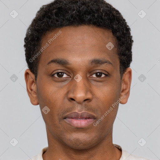 Neutral black young-adult male with short  brown hair and brown eyes