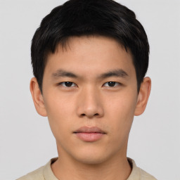 Neutral asian young-adult male with short  brown hair and brown eyes