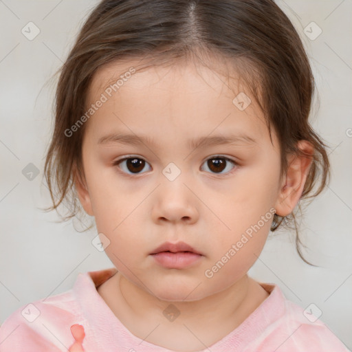 Neutral white child female with medium  brown hair and brown eyes