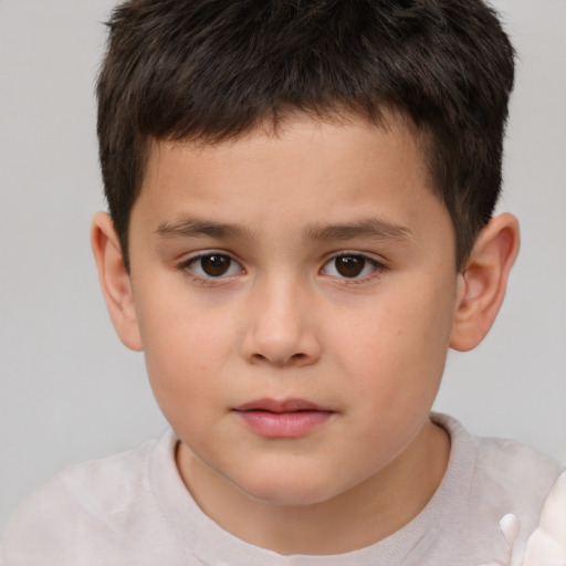 Neutral white child male with short  brown hair and brown eyes