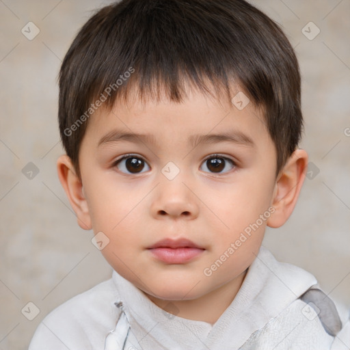 Neutral white child male with short  brown hair and brown eyes