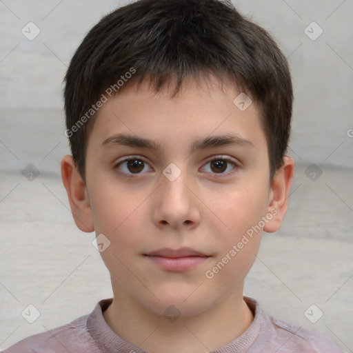 Neutral white child male with short  brown hair and brown eyes