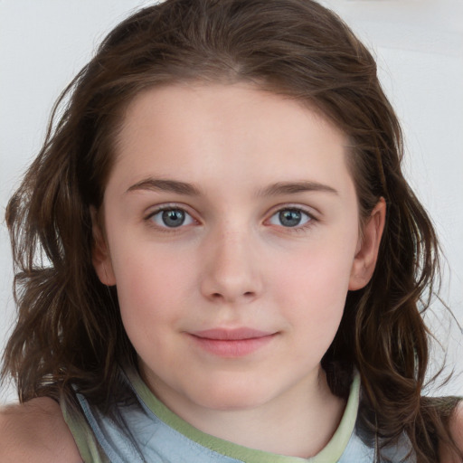 Neutral white child female with medium  brown hair and brown eyes