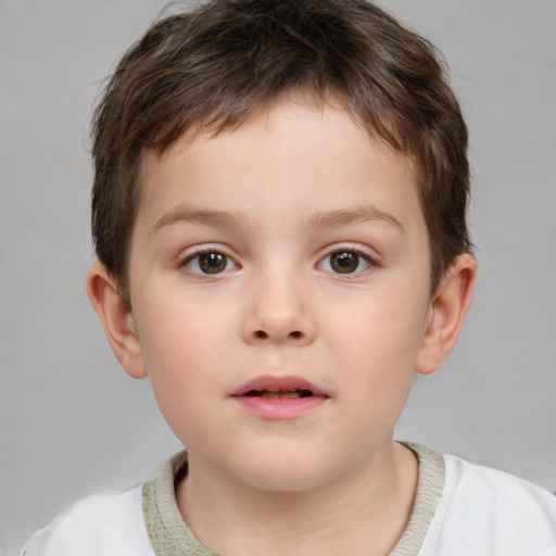 Neutral white child male with short  brown hair and brown eyes