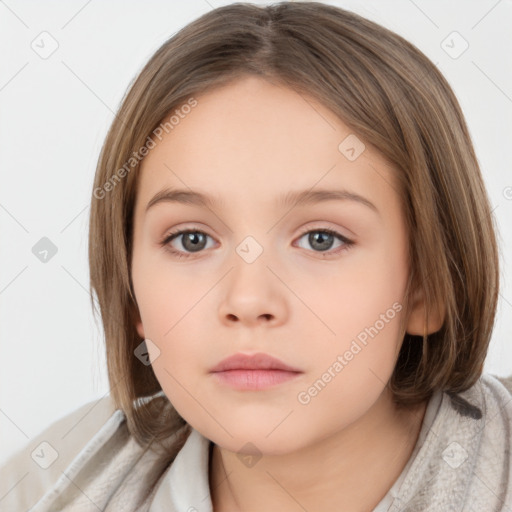 Neutral white child female with medium  brown hair and brown eyes