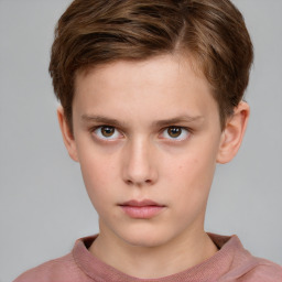 Neutral white child male with short  brown hair and grey eyes