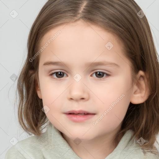 Neutral white child female with medium  brown hair and brown eyes