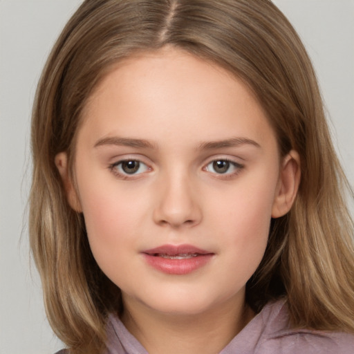 Neutral white child female with medium  brown hair and brown eyes