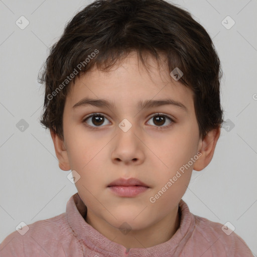 Neutral white child male with short  brown hair and brown eyes