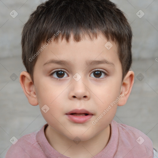 Neutral white child male with short  brown hair and brown eyes