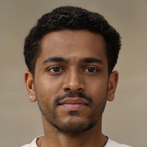 Neutral latino young-adult male with short  brown hair and brown eyes