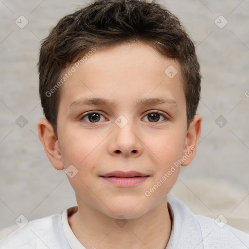 Neutral white child male with short  brown hair and brown eyes