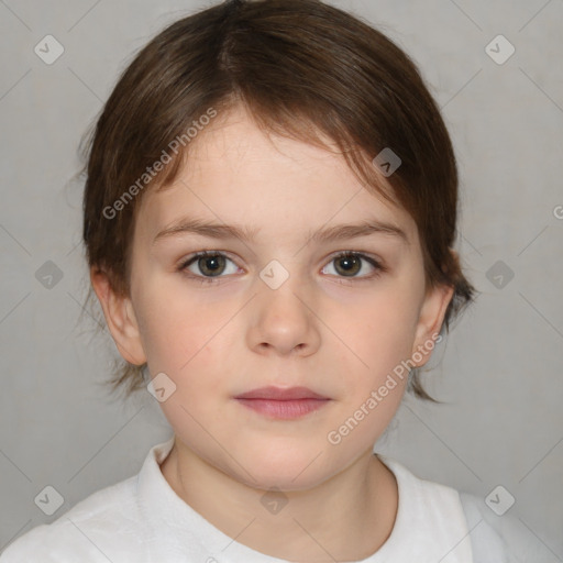 Neutral white child female with medium  brown hair and brown eyes