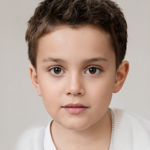 Neutral white child male with short  brown hair and brown eyes