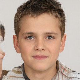 Neutral white child male with short  brown hair and brown eyes