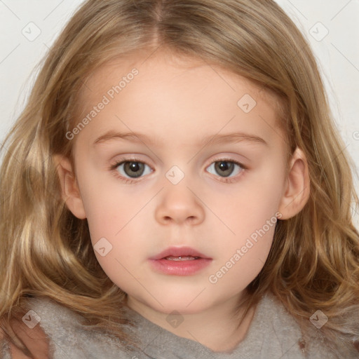 Neutral white child female with medium  brown hair and brown eyes