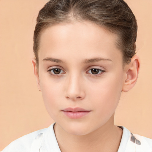 Neutral white child female with short  brown hair and brown eyes