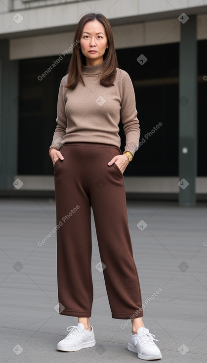 Chinese 45 years female with  brown hair