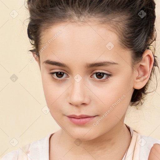 Neutral white child female with medium  brown hair and brown eyes