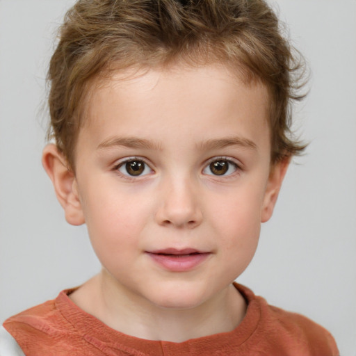 Neutral white child male with short  brown hair and brown eyes