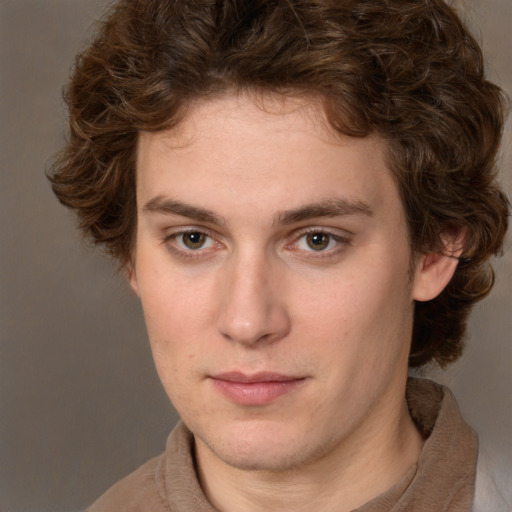 Neutral white young-adult male with medium  brown hair and brown eyes