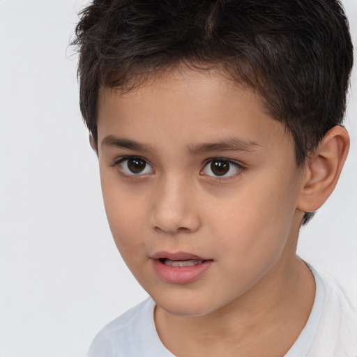 Neutral white child male with short  brown hair and brown eyes