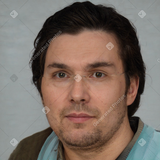 Neutral white adult male with short  brown hair and brown eyes