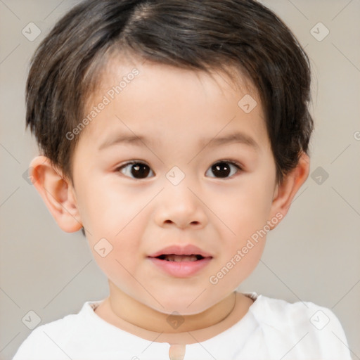 Neutral white child male with short  brown hair and brown eyes