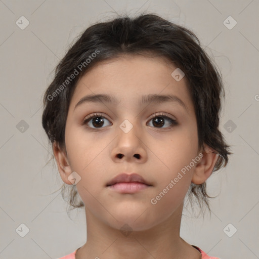 Neutral white child female with medium  brown hair and brown eyes