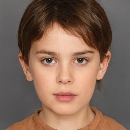 Neutral white child female with short  brown hair and brown eyes