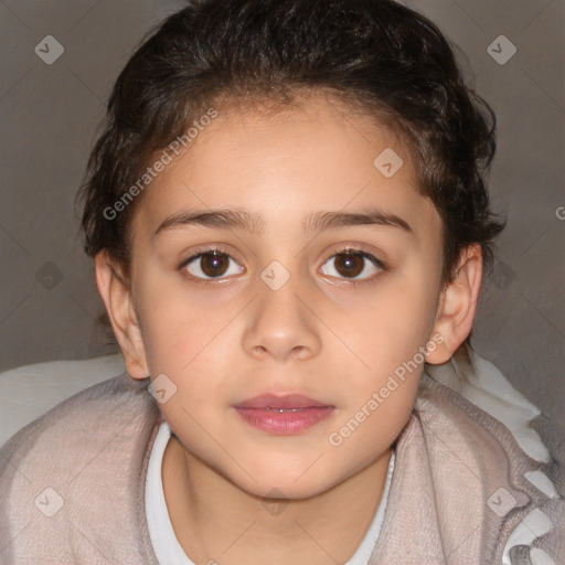 Neutral white child female with short  brown hair and brown eyes